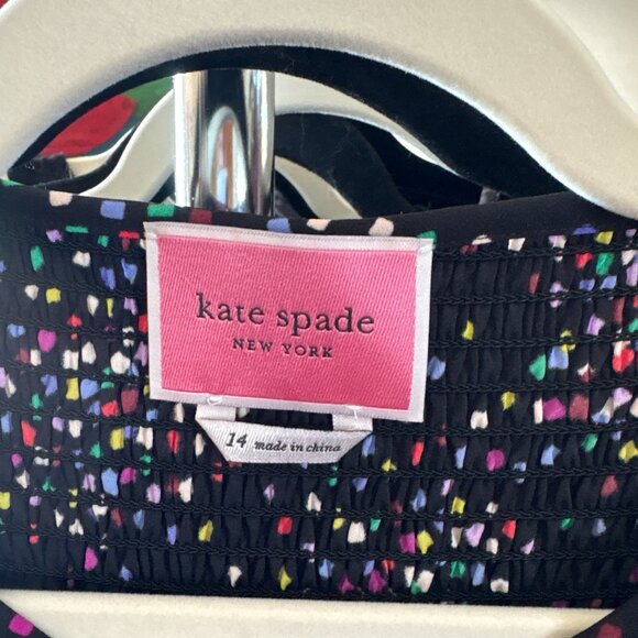 Kate Spade Confetti Dot Long Sleeve Ruffle Dress – Size 14 - Picture 4 of 4